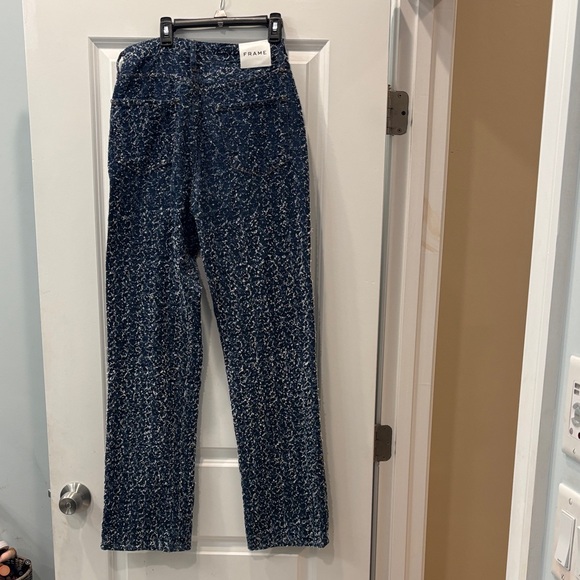 Frame Denim Denim - Frame Denim Women's Blue Patterned Straight Leg Jeans